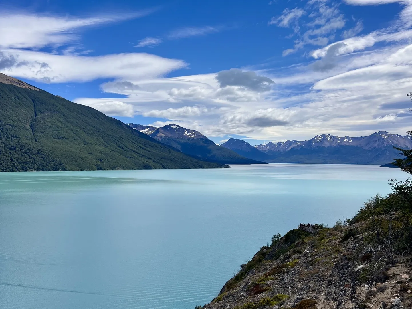 The turquoise water of Lago Argentino and the mountains along the drive to the glacier