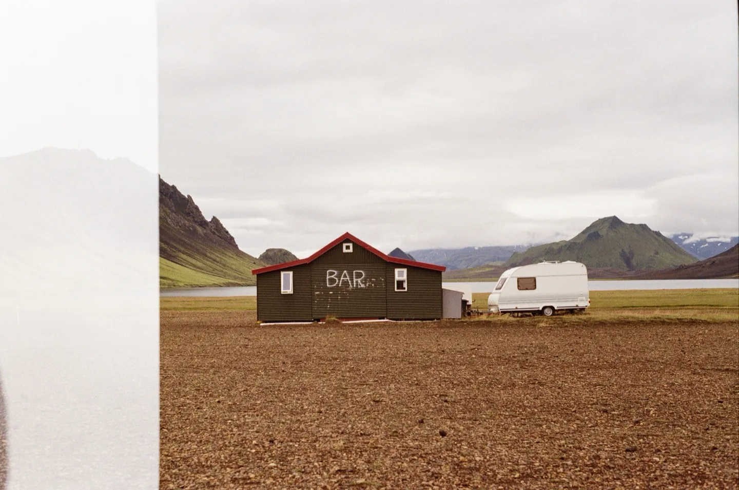 Lone bar building in the remote Icelandic highlands