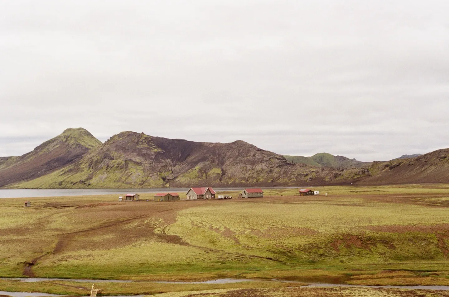 Remote farm settlement in an Icelandic highland valley
