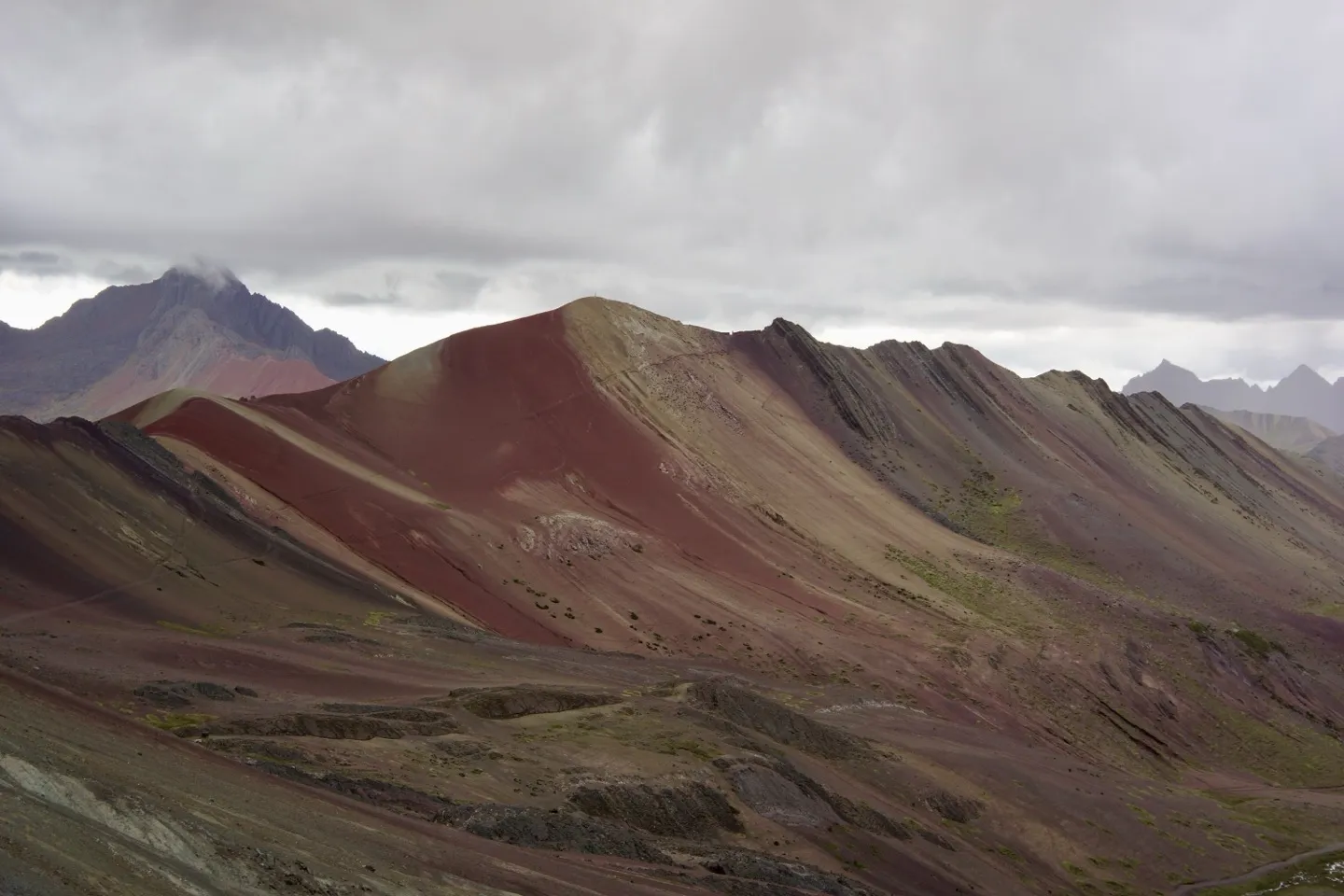 Red-striped Andean mountains in the valley near Vinicunca