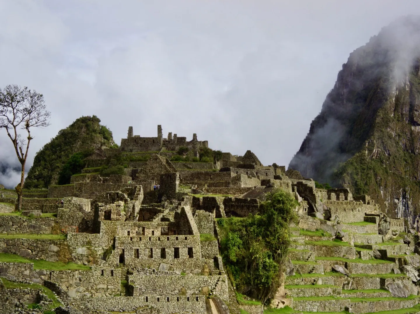 Huayna Picchu top-down view over the Machu Picchu ruins